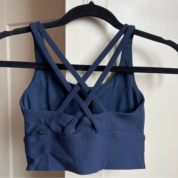 Lululemon Energy Longline Bra in ribbed Navy size 4 - Picture 2 of 3